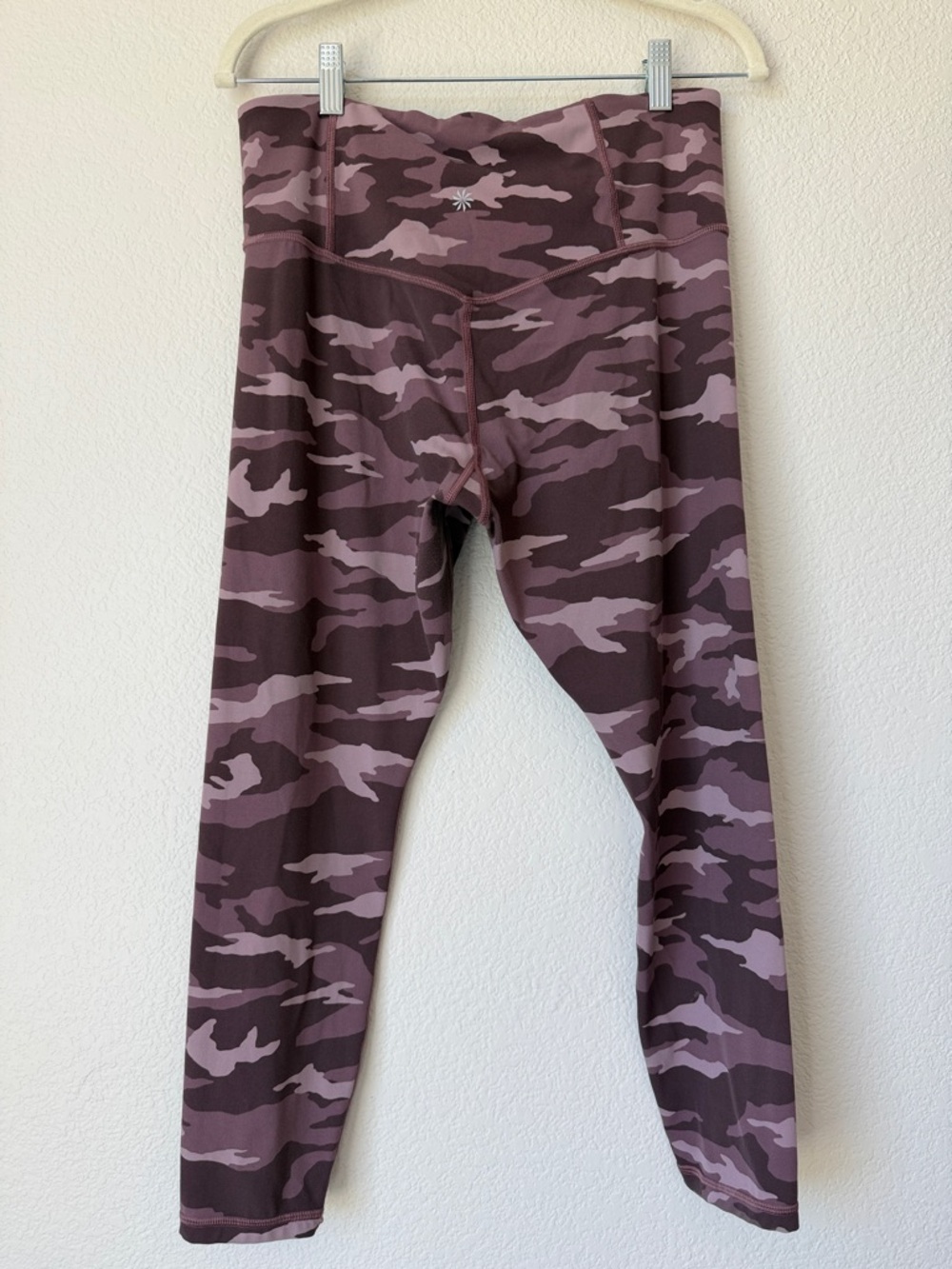 Athleta Elation 7/8 Leggings L Mauve Purple Camo High Rise Yoga Pants - Picture 2 of 11
